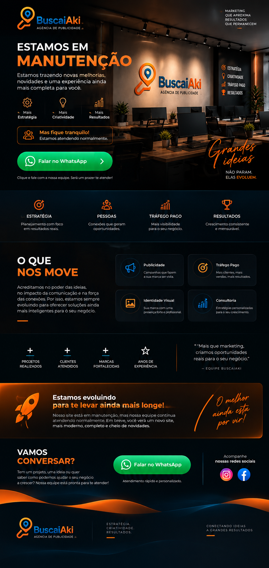 BuscaiAki - Site em manutenção. Estamos trazendo novas melhorias e atendendo normalmente. Agência de publicidade e tráfego pago.